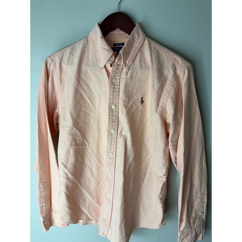 Ralph Lauren Mens Classic Fit Oxford Shirt Peach Orange Size 12 Long Sleeve